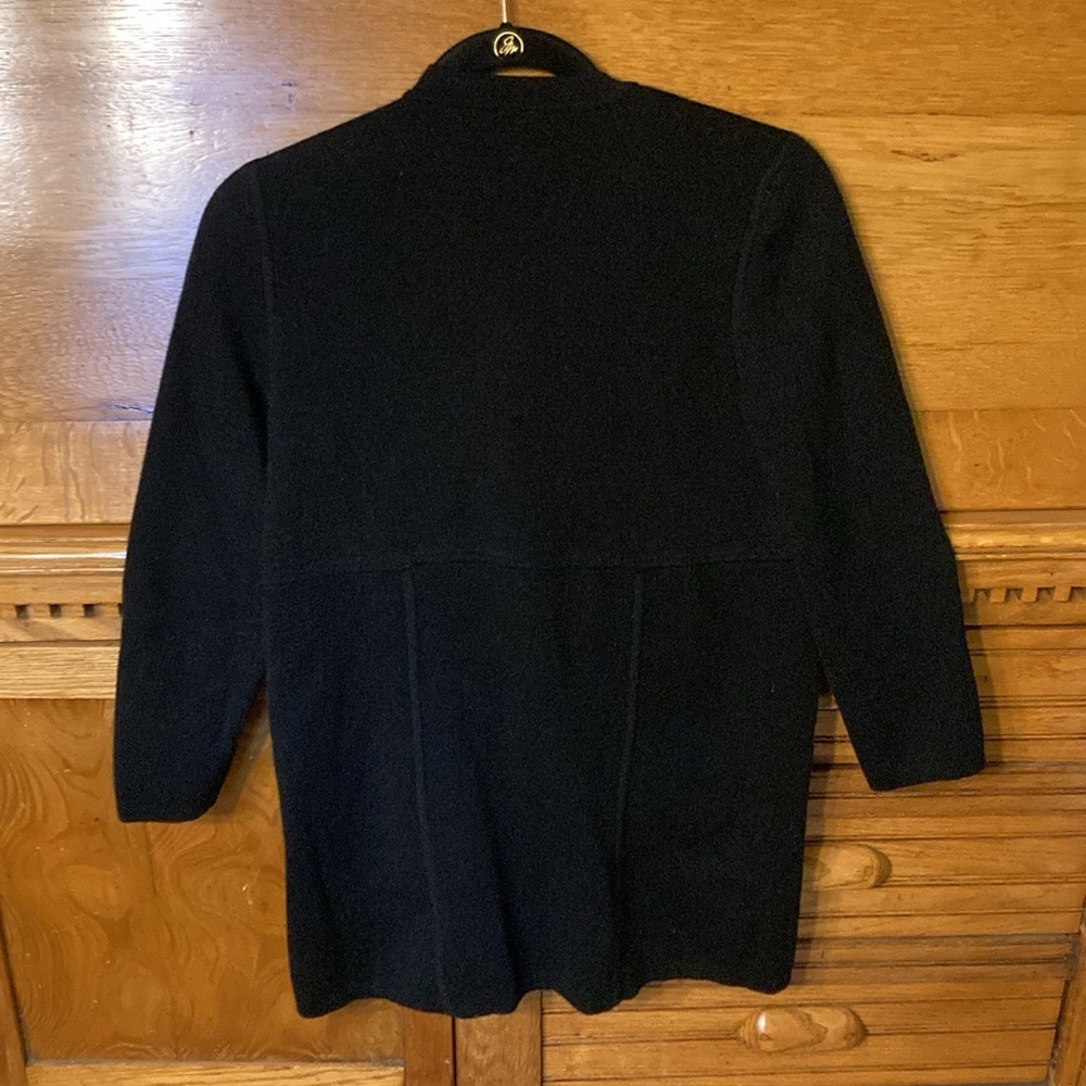 J.Crew‎ Womens Black Double Breasted Knit Coat Mock Neck Classic Chic Jacket - Picture 2 of 8